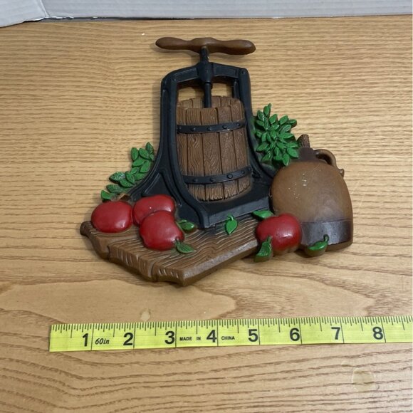 Vintage Homco Apple Cider Press Corn Mill 1978 Metal Wall Hanging Decor Set - Picture 11 of 11